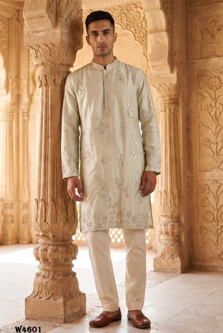 Outluk Wedding Vol 46 Silk Pintex Work Mens Kurta Pajama Manufacturers
